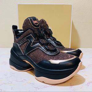 olympia glitter and leather trainer